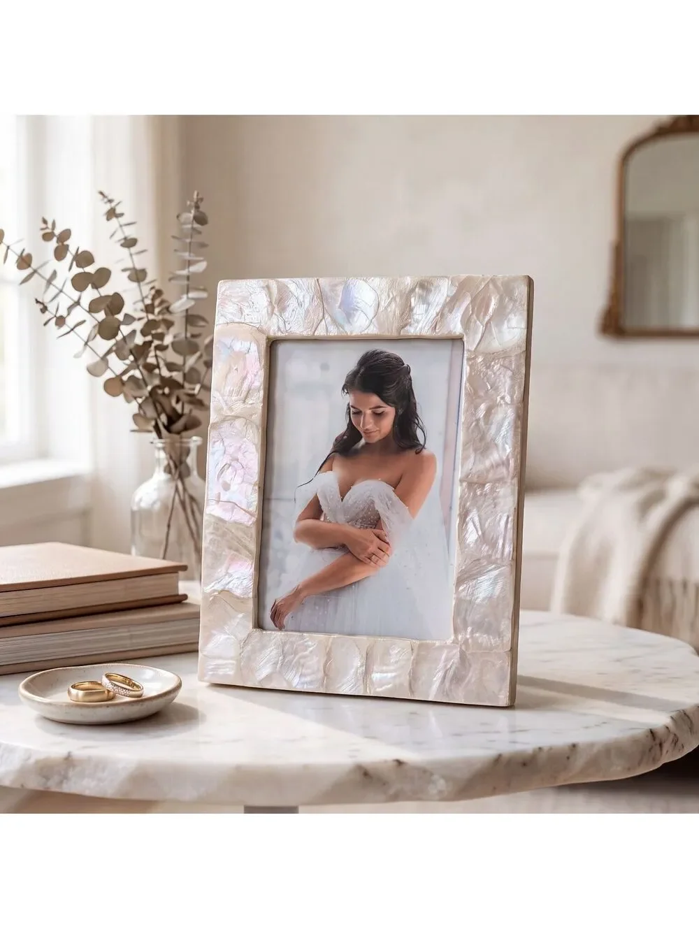 Mother of Pearl 5x7 Picture Frame Iridescent Wedding Photo Decor